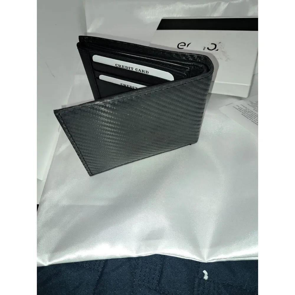 NIB- Eono Genuine Leather XL weave look Leather Black Wallet for Men